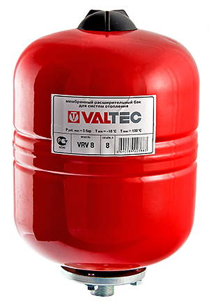 Бак расширительный мембранный VALTEC для отопления, 8 л